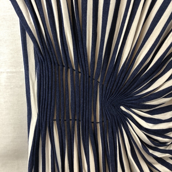 Max Studio | *NEW* Ruched Striped Midi Dress sz L - Picture 2 of 7